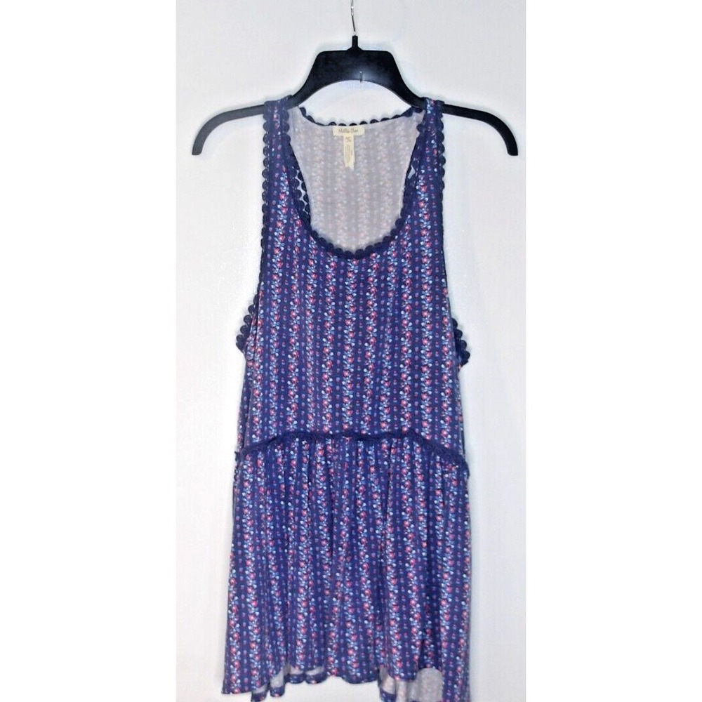 Matilda Jane Tank Top Floral‎ Sleeveless Casual Cute Blue Size M BOHO
